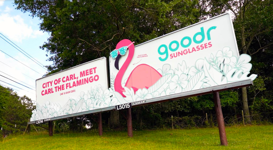 Carl the Flamingo's billboard in Carl