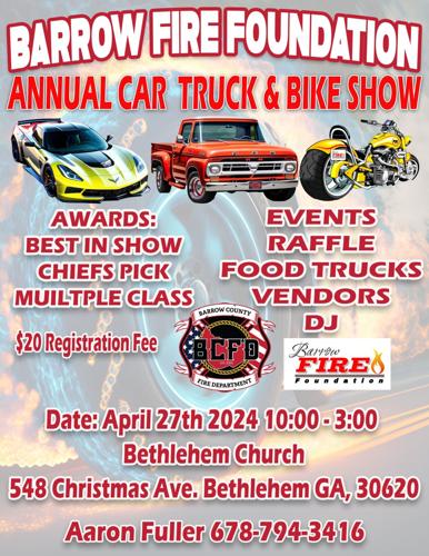 Barrow Fire Foundation’s annual Car, Truck and Bike Show set for April 27