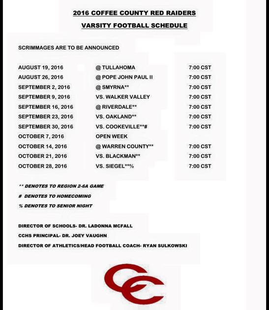 Cchs Football Schedule 2019 High School Sports Oregonlive Com