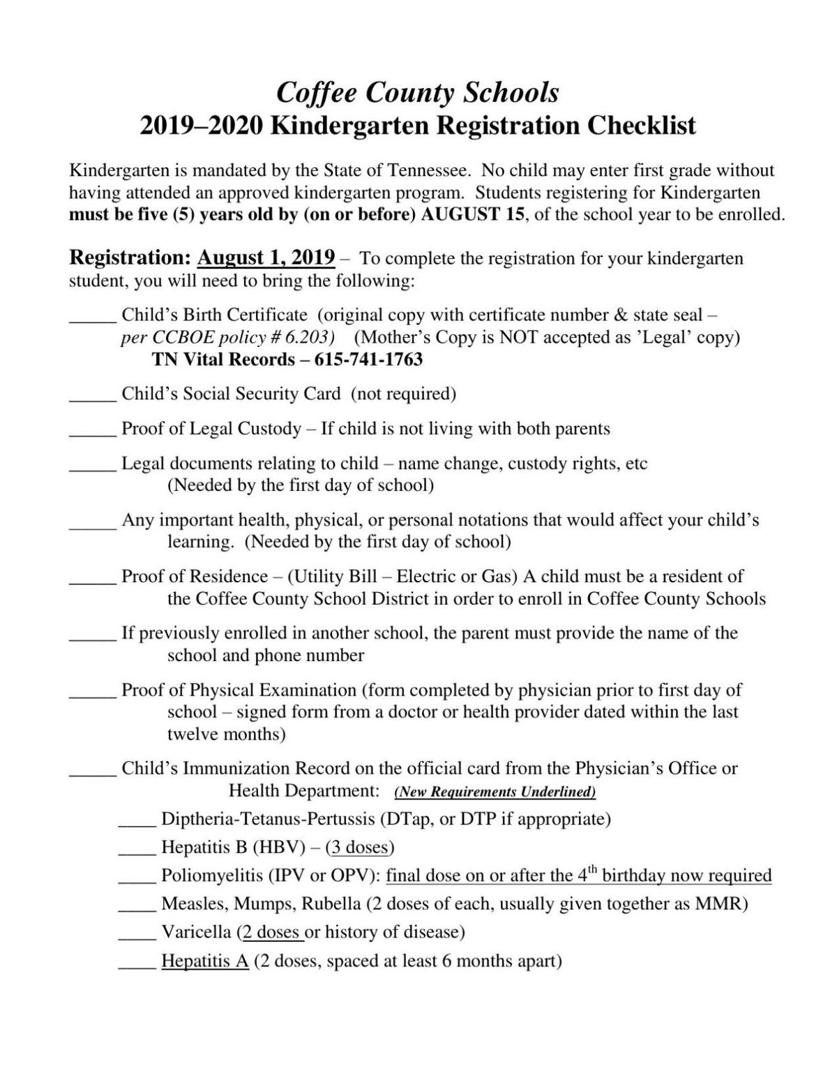 Coffee County Schools To Hold Pre K Kindergarten Pre Registration Announcements Manchestertimes Com