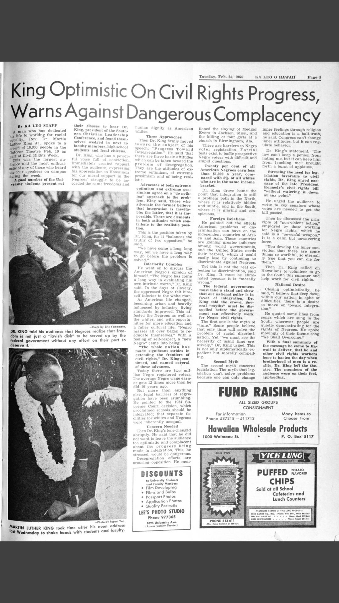 How An Asuh Senator Brought Martin Luther King Jr To Uh Manoa Features Manoanow Org