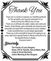 Family of Larry Derganz Thank You