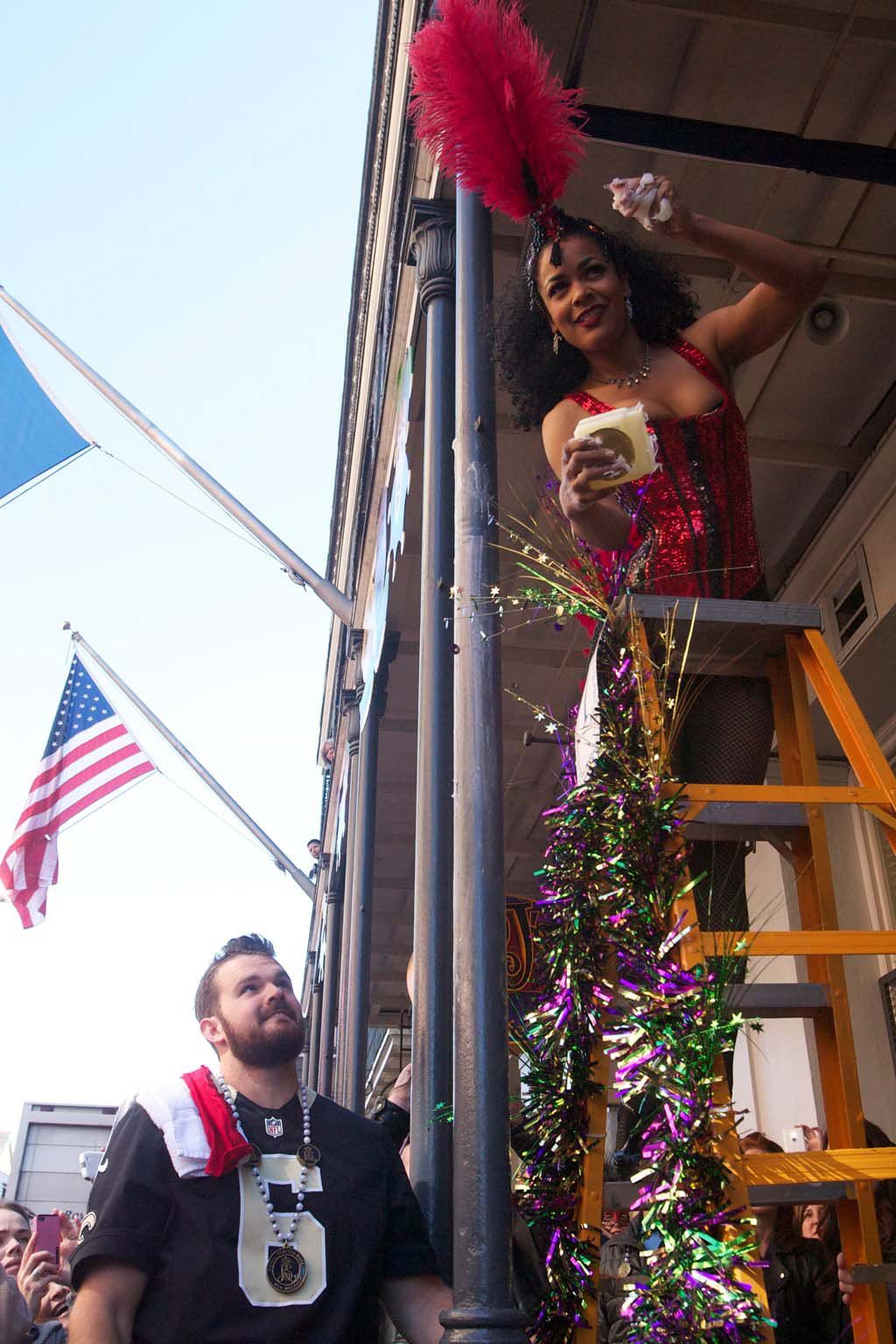 Mardi Gras tradition Greasing of the poles on Bourbon Street