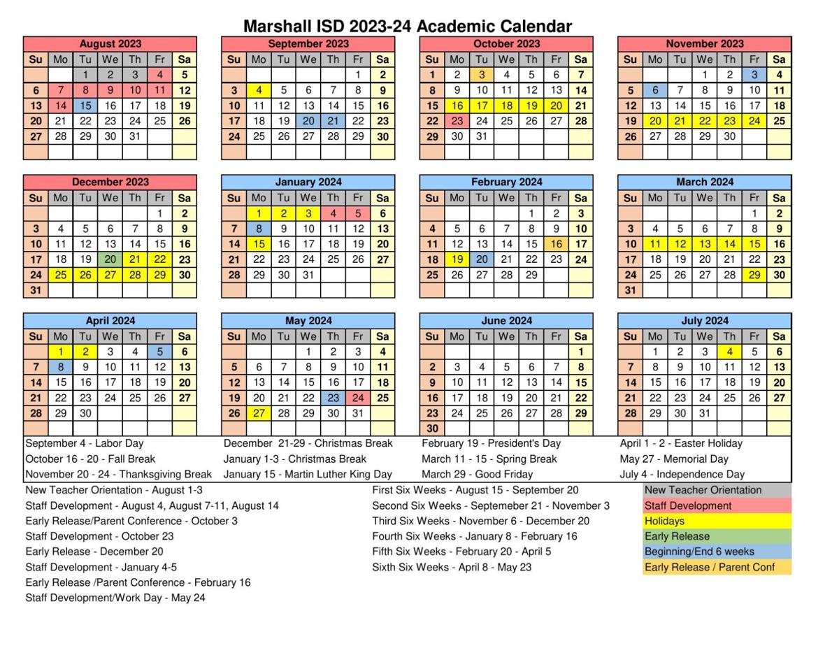 Marshall ISD 202324 calendar