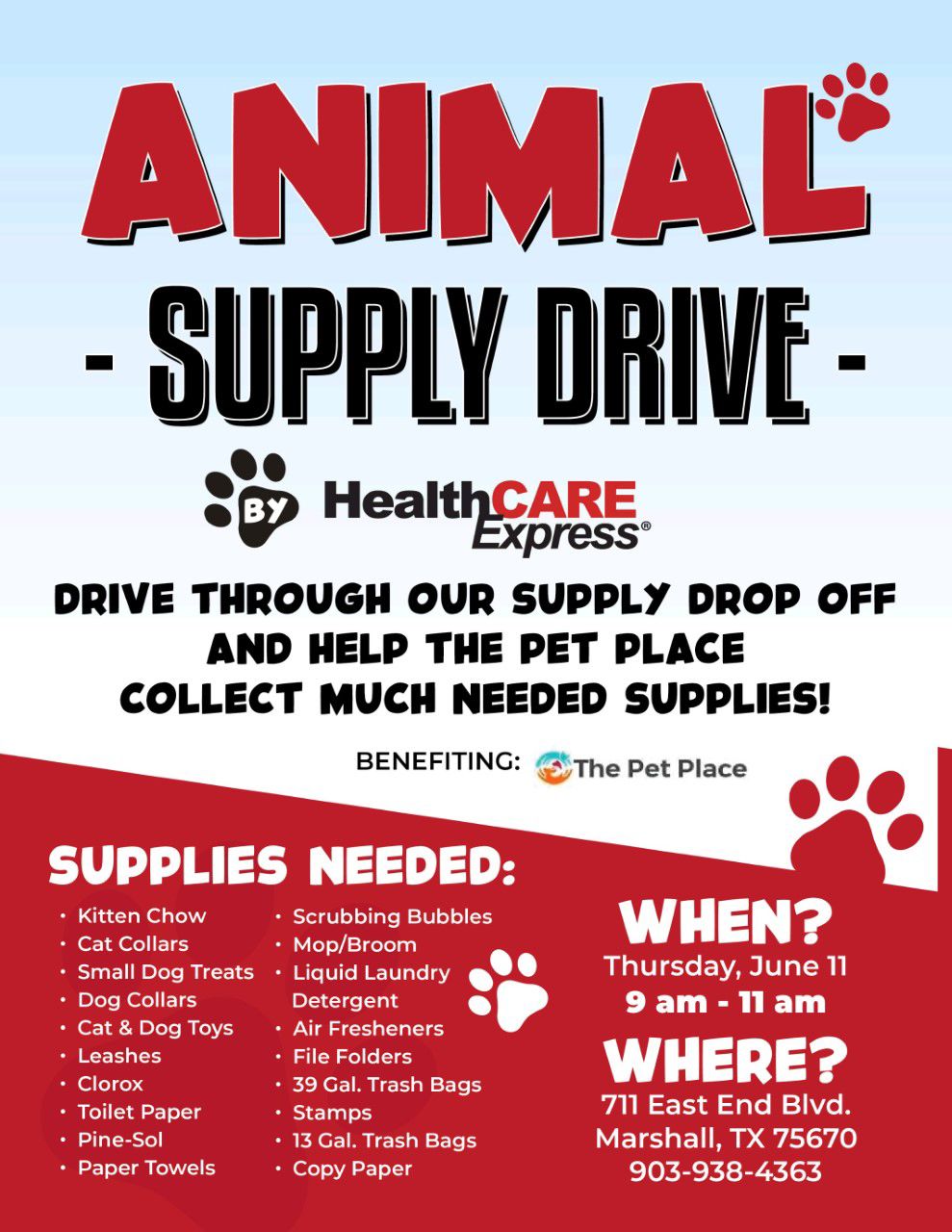 Healthcare Express and Pet Place team up for drive thru supplies