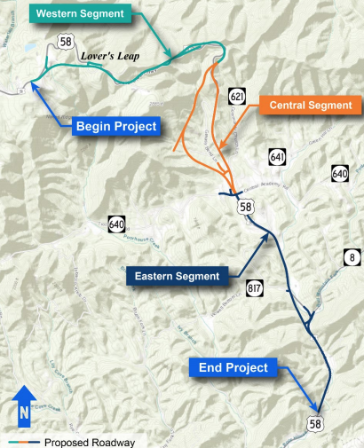 VDOT ready to begin U.S. 58 expansion over Lovers Leap Mountain | Local ...