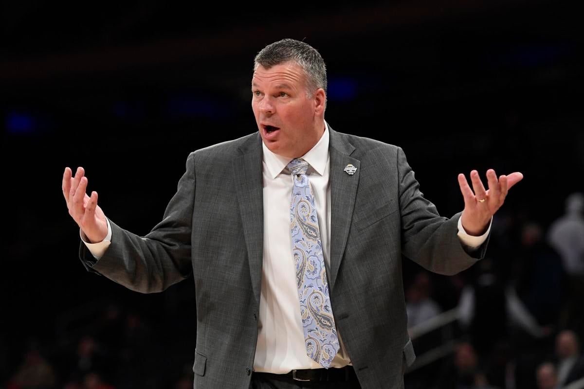 Head coach Greg McDermott of the Creighton Bluejays reacts in the first half against the St. John's Red Storm during the quarterfinals of the Big East Basketball Tournament at Madison Square Garden on March 12, 2020 in New York City.
