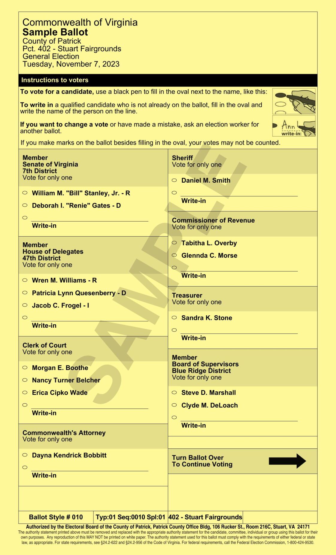 Stuart Fairgrounds Sample Ballot