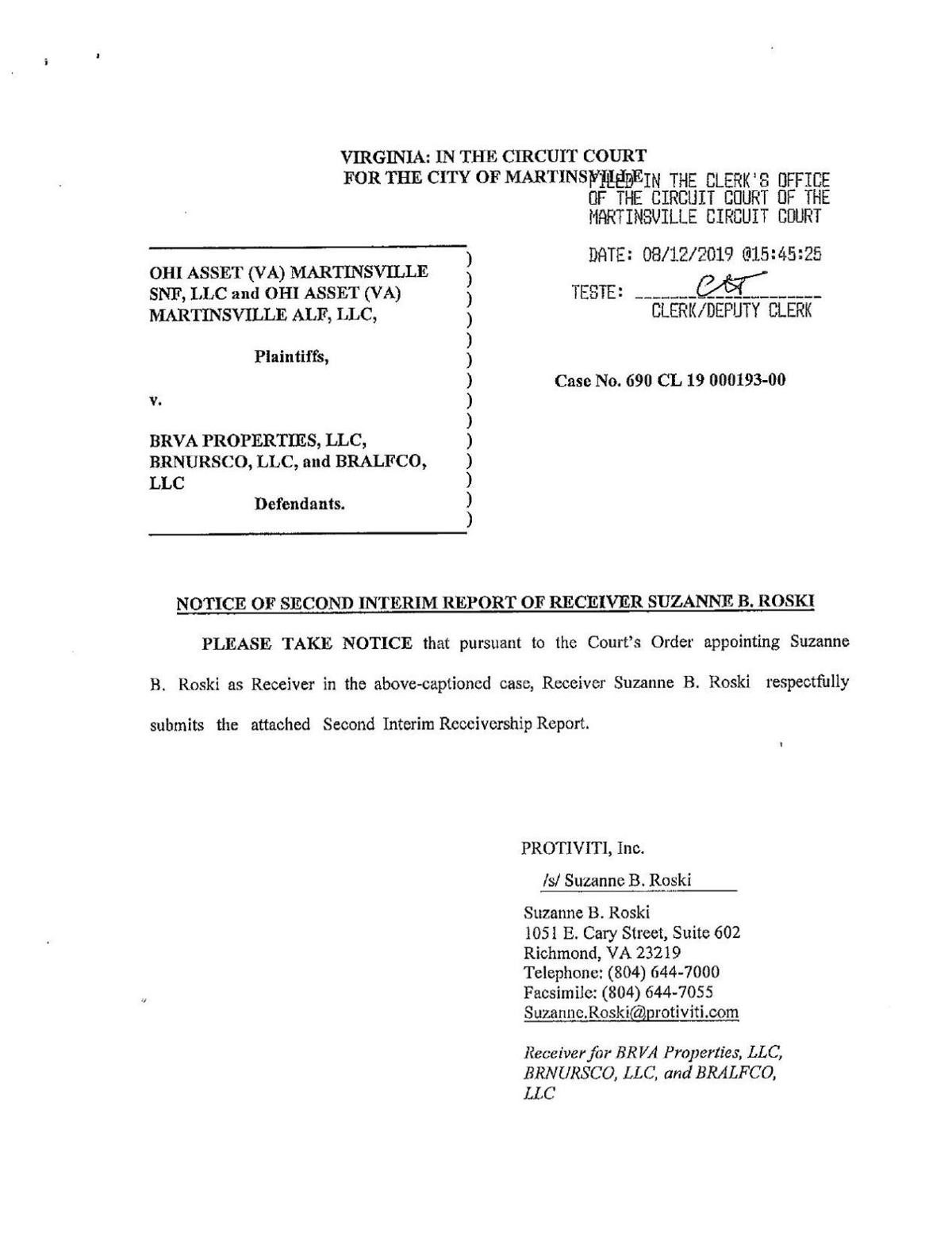 Court filings in Blue Ridge case