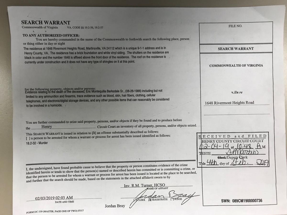 Search warrants in Barksdale homicide