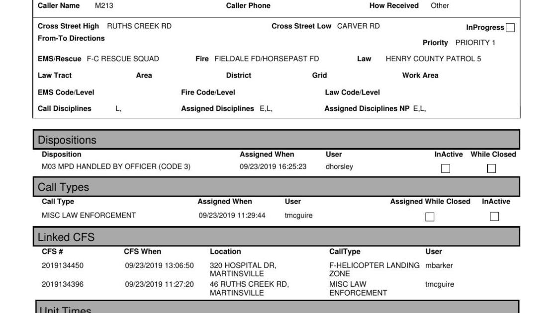 911 call log from Sept. 23 | | martinsvillebulletin.com