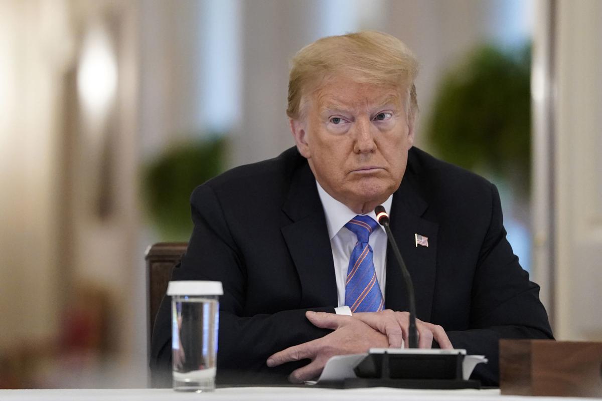 President Donald Trump participates in a meeting of the American Workforce Policy Advisory Board in the East Room of the White House in Washington, D.C., on June 26, 2020.