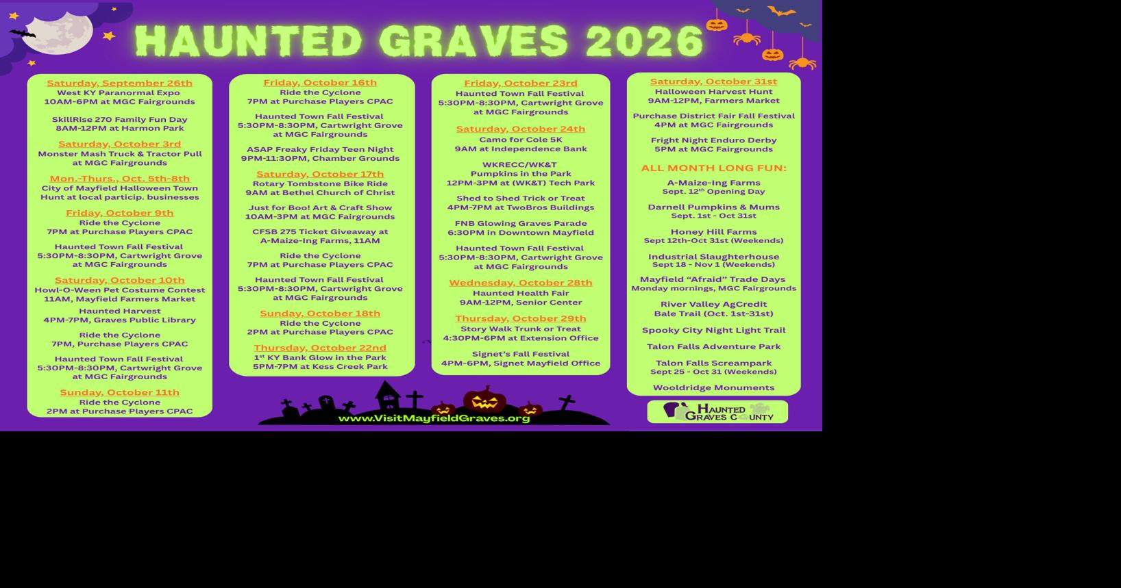 Tourism commission announces 6th Annual Haunted Graves County Festival ...