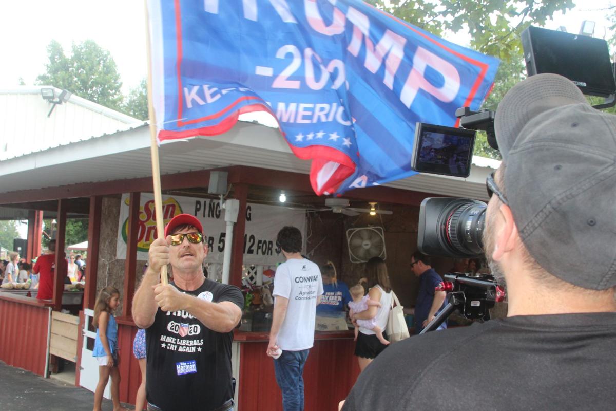 Waving Trump's flag