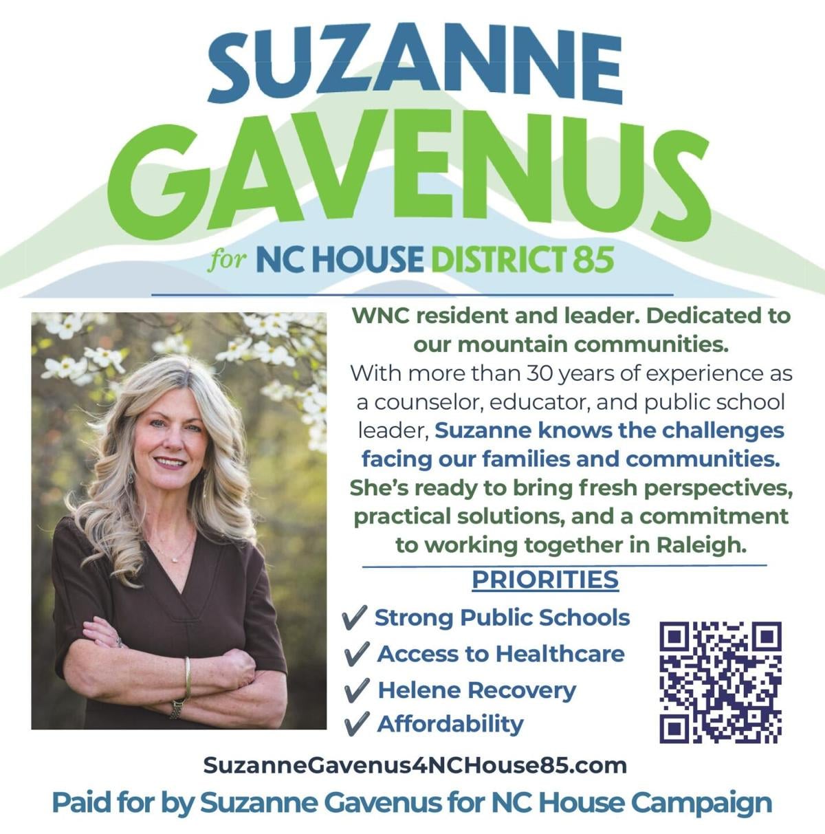 SUZANNE GAVENUS FOR HOUSE OF REPRESENTATIVES