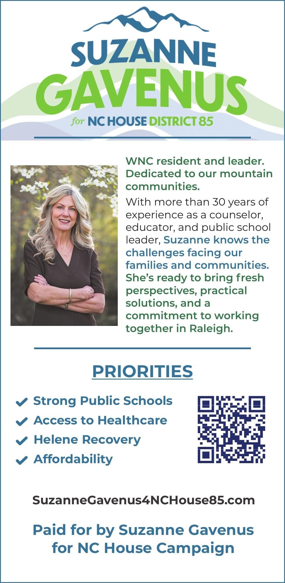 SUZANNE GAVENUS FOR HOUSE OF REPRESENTATIVES