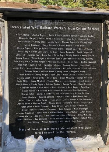 Memorial dedicated to convict laborers who built the railroad in the 1870s