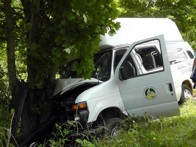 IMAGE: 3 injured after transit van strikes tree