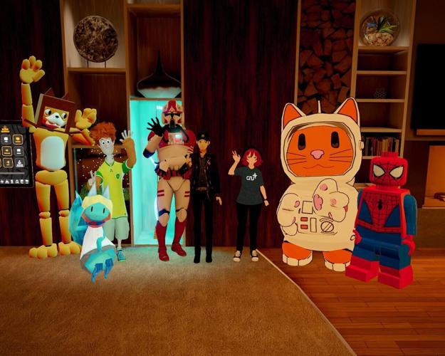 Appearing as their virtual-reality avatars, members of Cru and others prepare to embark on their virtual missionary outreach on the platform VRChat in an image captured in March 2026. Cru, formerly Campus Crusade for Christ, is among a growing number of Ch