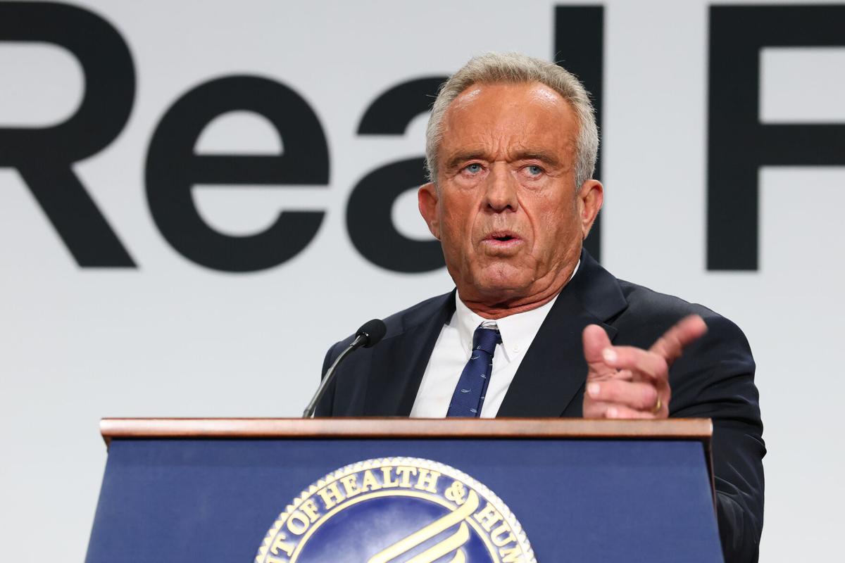 U.S. Secretary of Health and Human Services Robert F. Kennedy Jr. speaks during an event to "Celebrate the Implementation of the Dietary Guidelines for Americans" at the Health and Human Services Headquarters on Feb. 11, 2026, in Washington, D.C. Kenned...