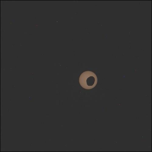 NASA’s Perseverance Mars rover used its Mastcam-Z camera to capture the silhouette of Phobos, one of the two Martian moons, as it crossed in front of the sun Aug. 13. Perseverance has captured several Phobos transits since its landing at Jezero Crater i...