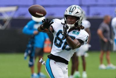 Aug 4, 2026; Charlotte, NC, USA; Carolina Panthers wide receiver Ja'seem Reed (86) makes a catch during training camp at Bank of America Stadium. Mandatory Credit: Jim Dedmon-Imagn Images