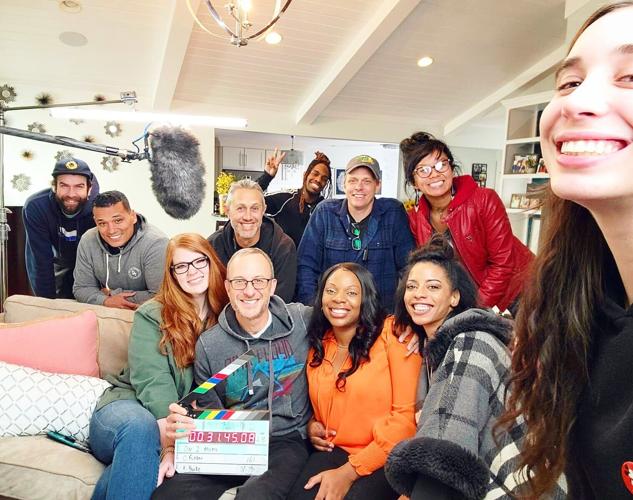 A photo with the production team behind "Our 2 Moms"