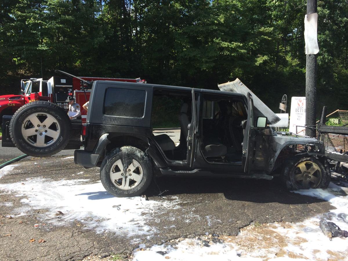 Jeep catches fire