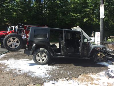 Jeep catches fire