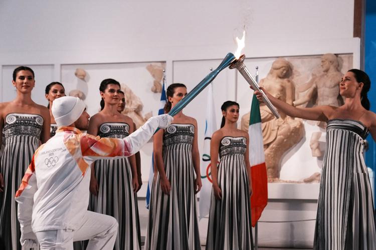 Greece Olympics Milan Cortina Flame Lighting
