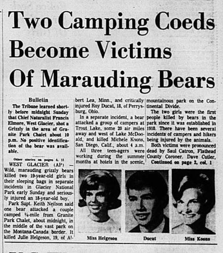 Night of the Grizzlies newspaper clip