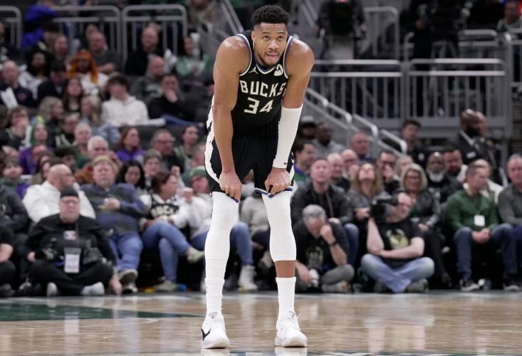 Milwaukee Bucks forward Giannis Antetokounmpo (34) is shown during the first half of their game against the Denver Nuggets Friday, January 23, 2026 at Fiserv Forum in Milwaukee, Wisconsin.Mark Hoffman/Milwaukee Journal Sentinel