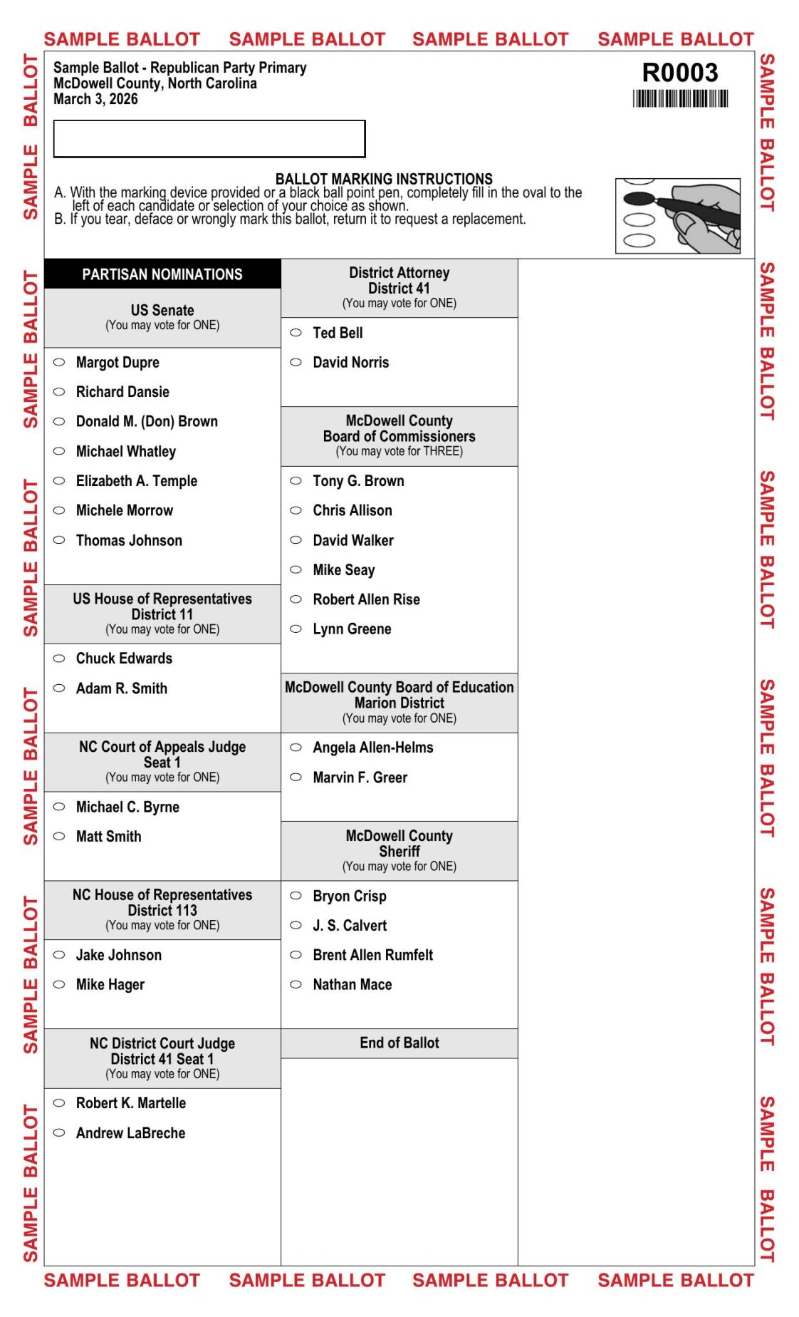 McDowell County sample ballot Republican Party NC House district 113.pdf