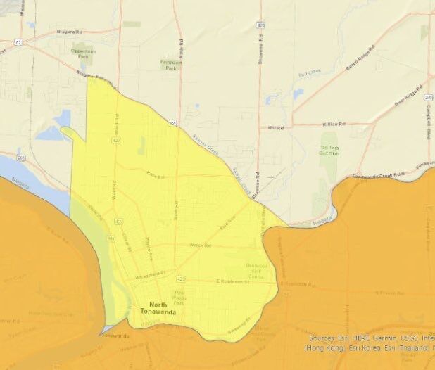 Yellow zone Niagara County