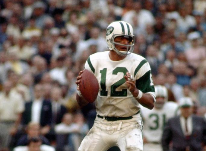Jan 12, 1969; Miami ,FL, USA; FILE PHOTO; New York Jets quarterback (12) JOE NAMATH in action during Super Bowl III against the Baltimore Colts at the Orange Bowl. The Jets defeated the Colts 16-7 giving the AFL their first Championship over the NFL. Na...