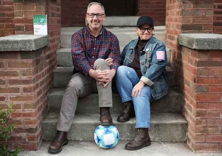 David Murray and Cristie Bosch at their front stoop on April 9, 2026, in Chicago.