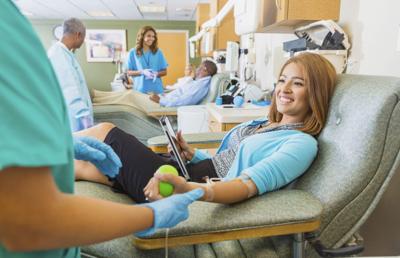 Woman donating blood