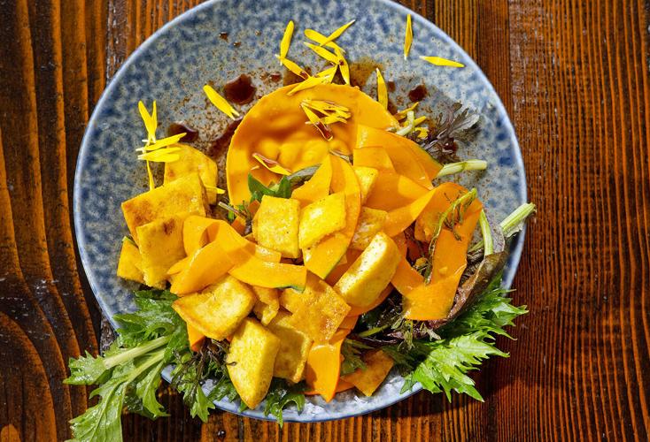 Pumpkin sformato with fattoush salad