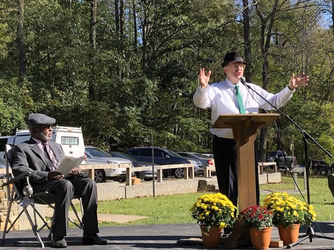 Memorial dedicated to convict laborers who built the railroad in the 1870s
