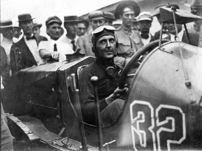 Ray Harroun sits in his Marmon Wasp after winning the first Indianapolis 500 in 1911. He averaged 74.602 mph in completing the first 500 in 6 hours, 42 minutes and 8 seconds. The wasps safety innovations, including the first known rear view mirror, allo...