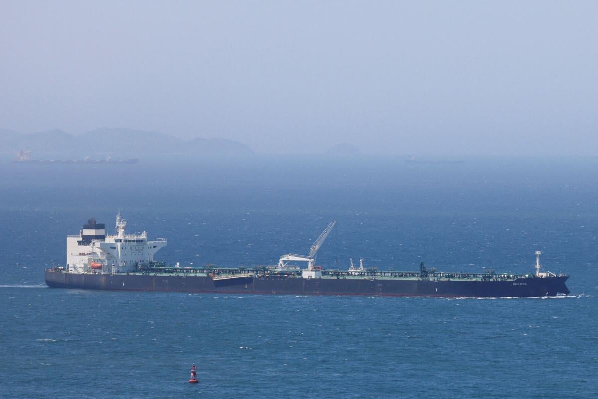 FILE PHOTO: Crude tanker ODESSA carrying UAE crude after passing through the Strait of Hormuz