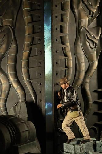 An audio-animatronic figure of Indiana Jones, which was disassembled and rebuilt during the recent refurbishment of the attraction.