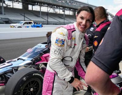 HMD Motorsports with AJ Foyt Racing driver Katherine Legge (11) finishes qualifying Sunday, May 17, 2026, during qualifying for the 110th running of the Indianapolis 500 at Indianapolis Motor Speedway.