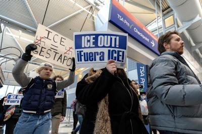 Anti-ICE protesters gather at O’hare International Airport