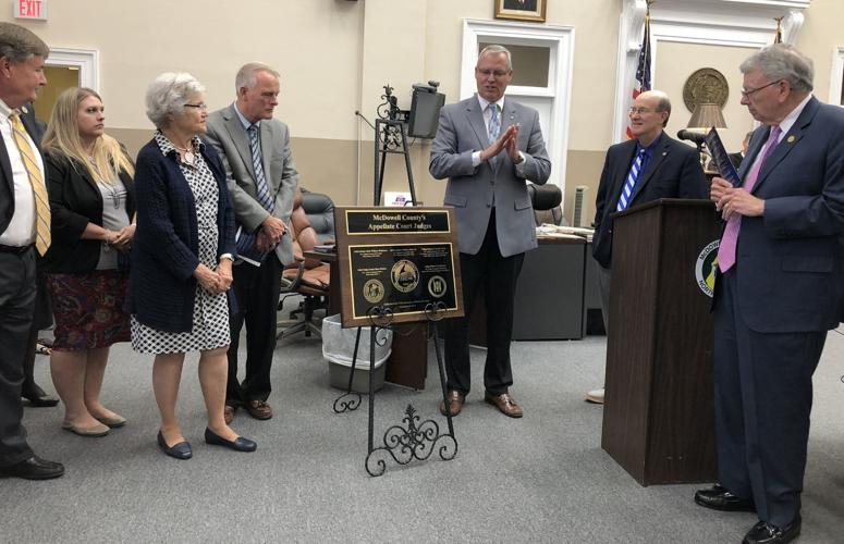 Plaque honoring five judges from McDowell dedicated at courthouse