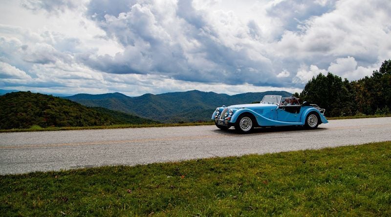 A motorist drives along the Blue Ridge Parkway, Sept. 26, 2025.