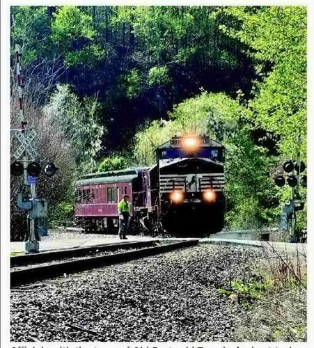 Test train travels through Old Fort on repaired tracks once damaged in hurricane