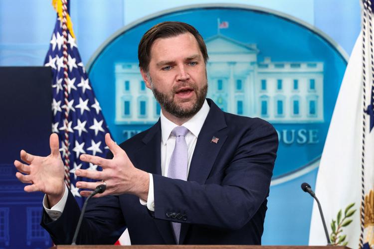 U.S. Vice President JD Vance holds a press briefing at the White House in Washington