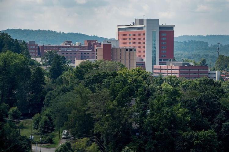 Mission Hospital is seen from downtown in Asheville, August 15, 2024.