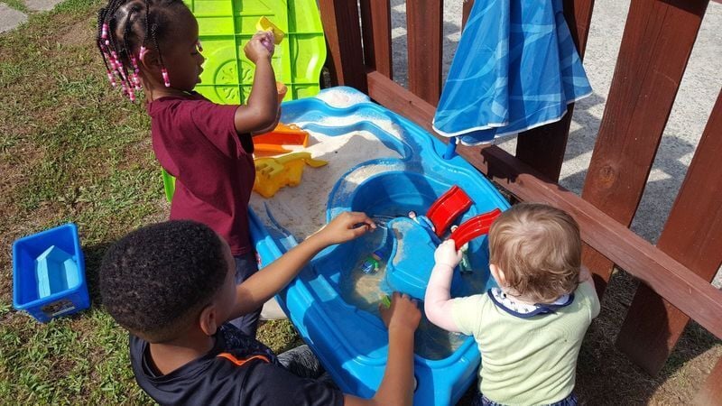 Children play at childcare center.